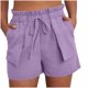 thumbnail image 2 of mfyjkho Pantalones Cortos De Gimnasio Para Mujer, Pantalones Cortos De Verano Para Mujer, De Lino Y Color Liso, Holgados, Rectos, Con Bolsillo, Cordón De Encaje Y Bolsillos Vueltos Hacia Afuera. Xxl, 2 of 8
