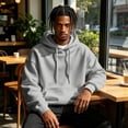 thumbnail image 5 of Mens Hooded Fashion Long Sleeve Hoodies Casual Drawstring with Pockets Pullover Sweatshirt for Men Light Gray L, 5 of 7