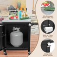 thumbnail image 3 of Outdoor Movable Grill Table Cart, 55"x25.6"x 35" Rolling Kitchen Island for Food Prep, Grill Stand with 2 Folding Side Tables, BBQ Cart for Ninja Woodfire, Weber Q, Pizza Ovens, 3 of 6