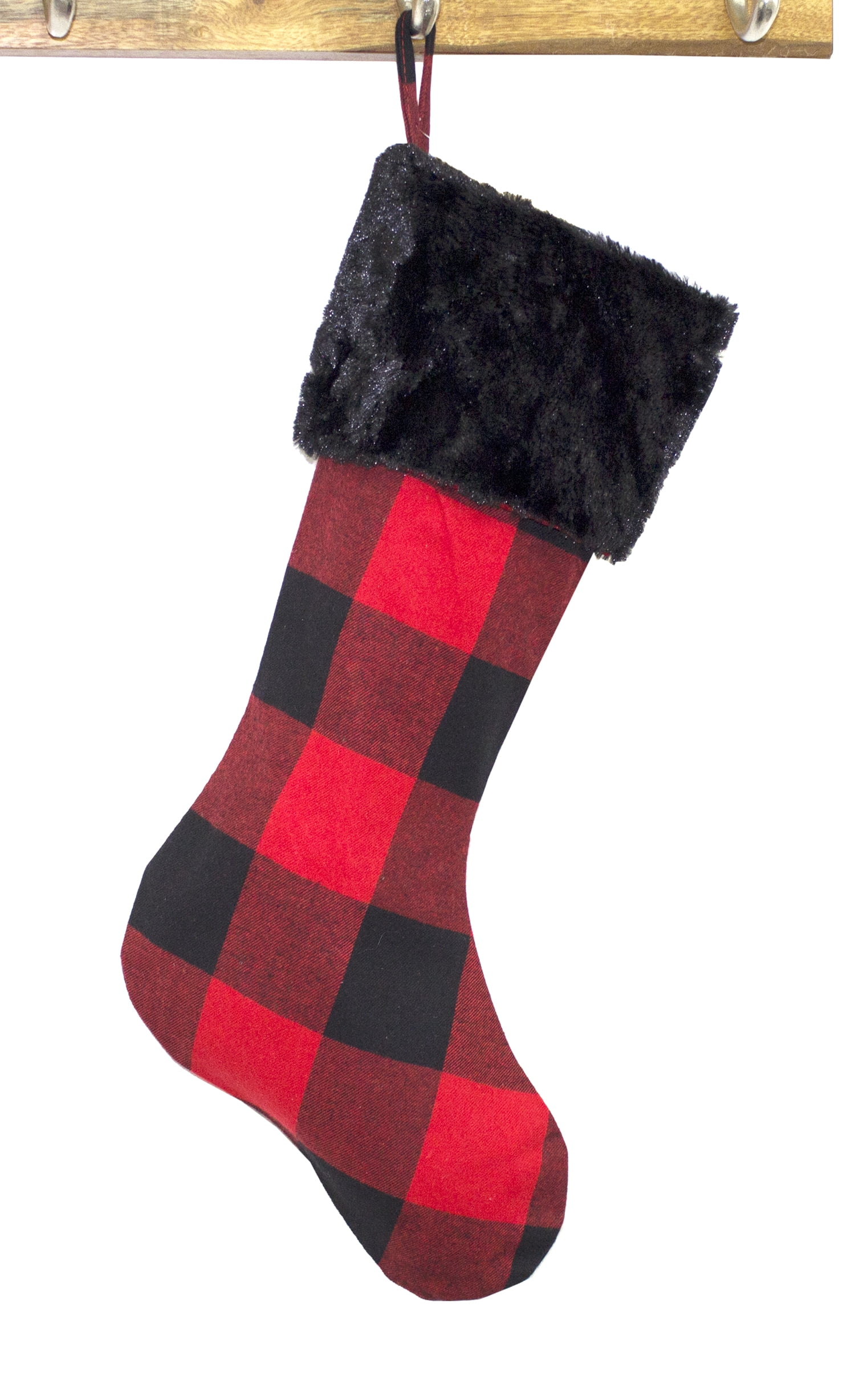 Buffalo Plaid Red and Black with Faux Fur Design Christmas Hanging ...