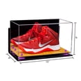 thumbnail image 2 of Deluxe Acrylic Large Shoe Display Case for Basketball Shoe Soccer Cleat Football Cleat with Mirror, Wall Mount, Purple Risers and Wood Base (A013-PR), 2 of 2
