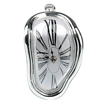 Wovilon Melting Clock, Salvador Dali Watch Melted Clock for Decorative Home Office Shelf Desk Table Funny Creative Gift, Rome Silver