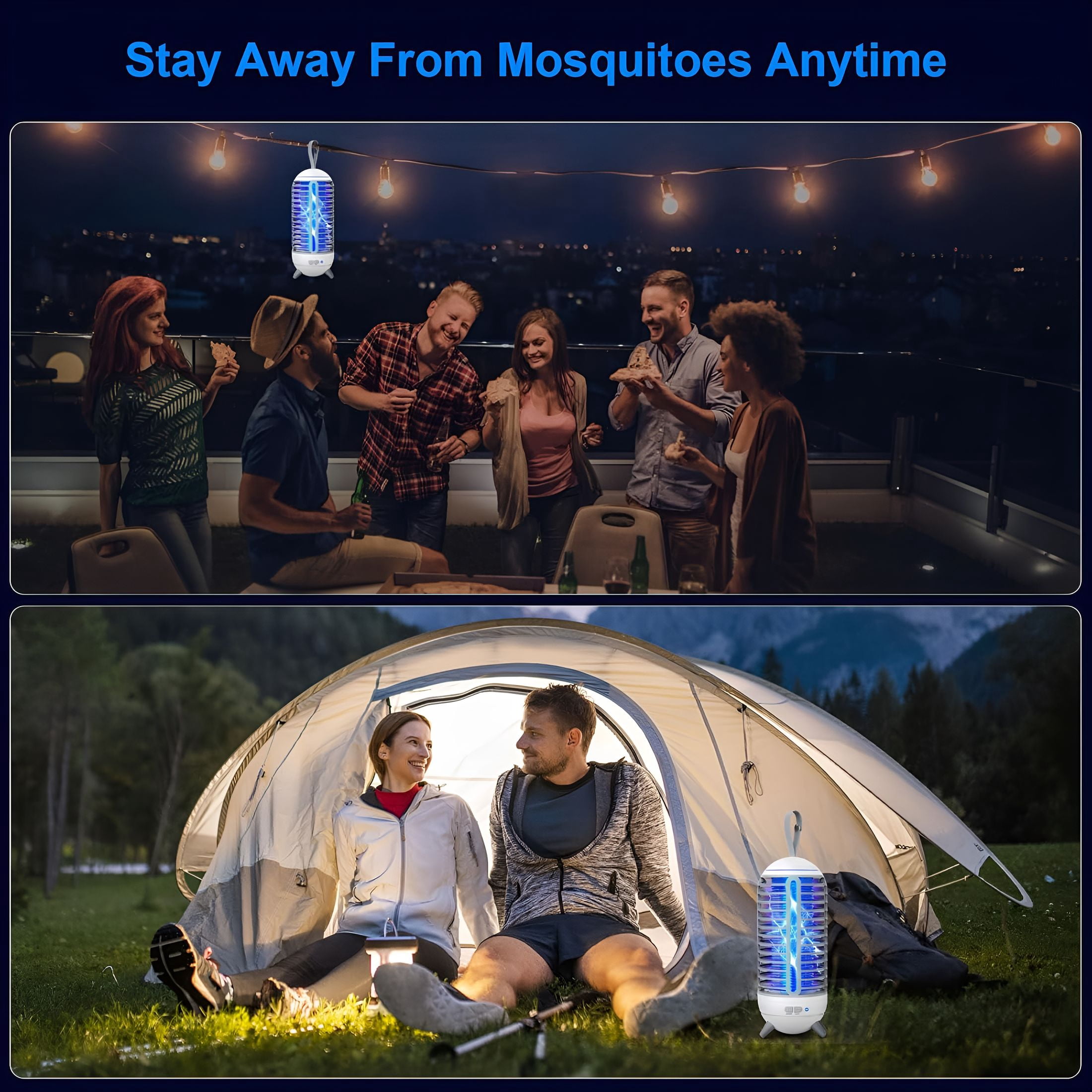 GJX Bug Zapper Outdoor Rechargeable 2 in 1 Wireless Mosquito Killer Lamp 2500mAh Electric Trap Ideal Bug Zapper Indoor for Patio, Home, Backyard, Yard, Garden, Campsite (White)