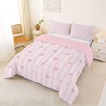thumbnail image 2 of Manfei Pink Bowtie Queen Comforter Set,Geometric Lines Art Comforter Sets Queen,Pink Reversible,3-Piece,1 Comforter and 2 Pillowcases, 2 of 7
