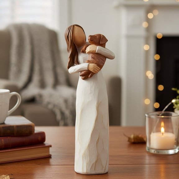 Charming Resin Woman & Dog Figurine - Cute Pet Companion Home Decor Statue, Ideal Gift for Pet Lovers & Collectors