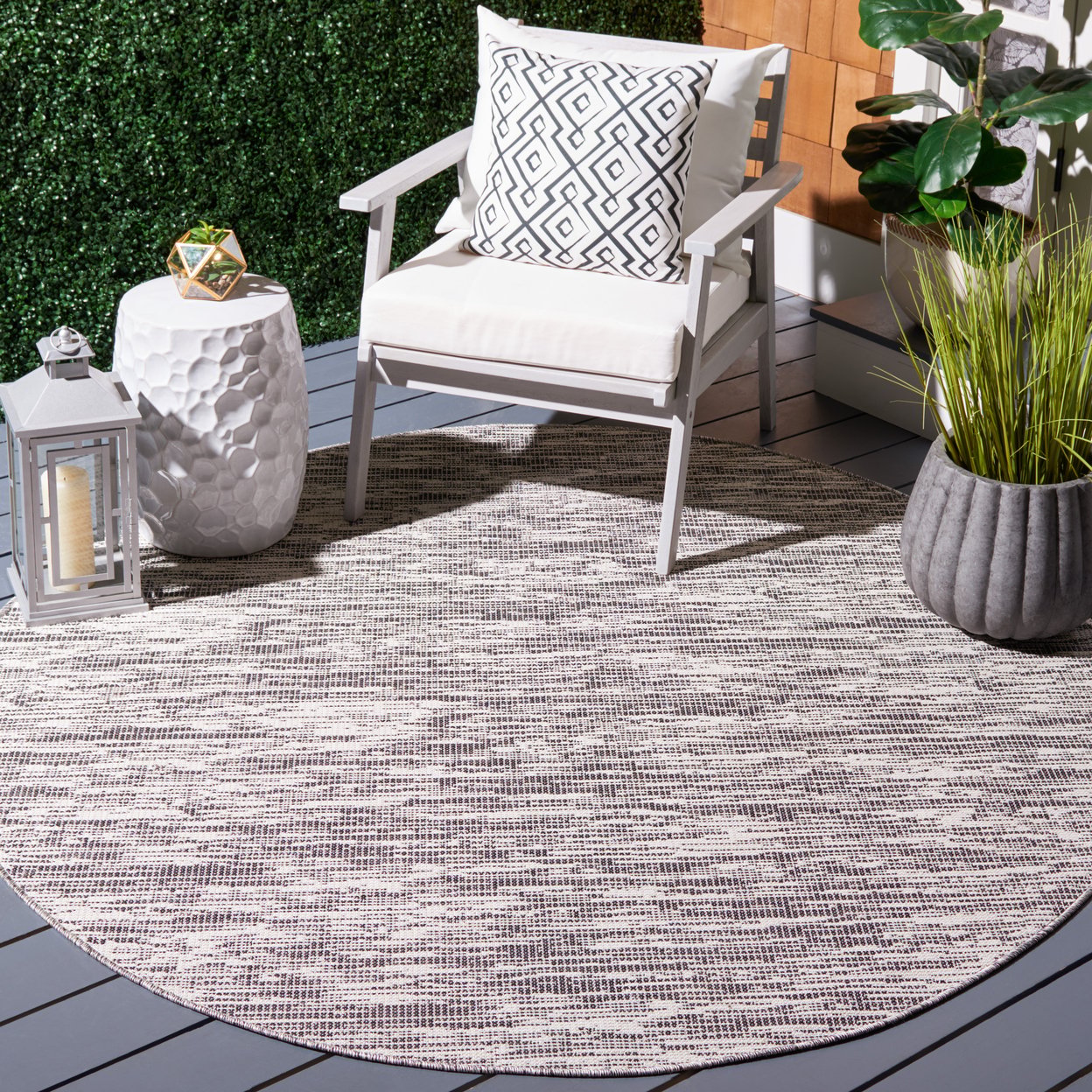 thumbnail image 6 of SAFAVIEH Hampton Karaugh Abstract Indoor/Outdoor Area Rug, Black/Beige, 6'5" x 6'5" Square, 6 of 9