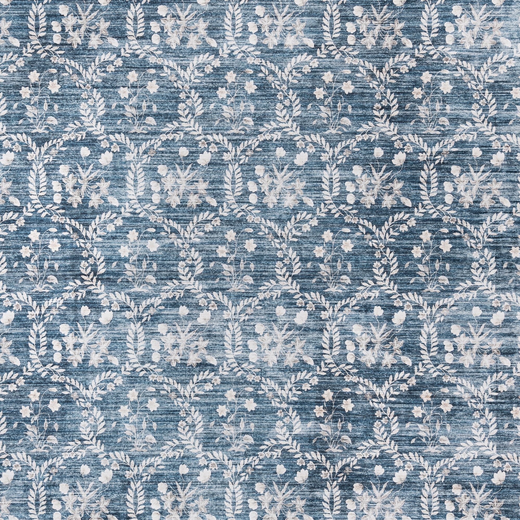 Crystal Print Vela Transitional Floral Navy Area Rug, 2x6