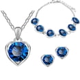thumbnail image 2 of Yuehao Jewelry Sets, Gifts for Women, Women Crystal Jewelry Simple Heart Necklace Earrings Bracelet Three-Piece Set, 2 of 3