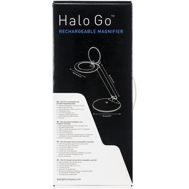 Daylight U25201 Halo GO Rechargeable Magnifier Lamp, Silver & White