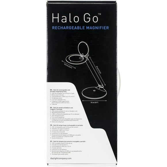 Daylight U25201 Halo GO Rechargeable Magnifier Lamp&#44; Silver & White