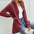 thumbnail image 4 of Lilgiuy Women's Autumn And Winter Solid Color Long Sleeve Cardigan Knitted Sweater Warm Jacket Wine，6 Dresses for 2022, 4 of 5