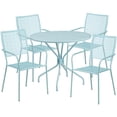 thumbnail image 2 of Flash Furniture Commercial Grade 35.25" Round Sky Blue Indoor-Outdoor Steel Patio Table Set with 4 Square Back Chairs, 2 of 5