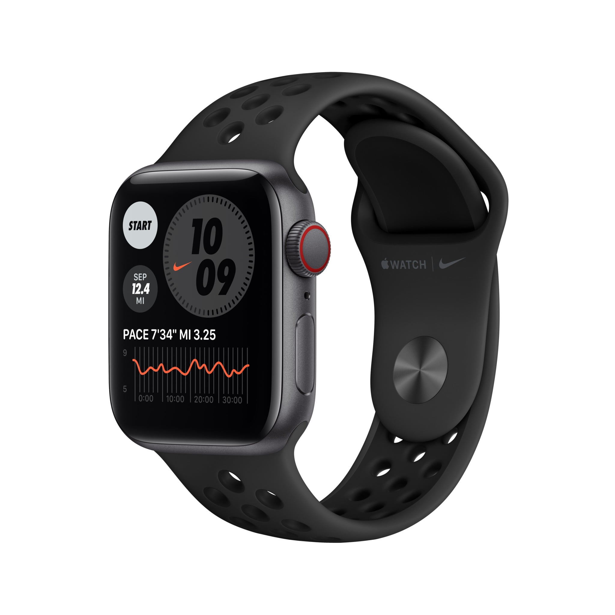 Apple Watch Nike SE + Cellular, 40mm Space Gray Aluminum Case with Anthracite/Black Nike Sport Band - Regular Walmart.com