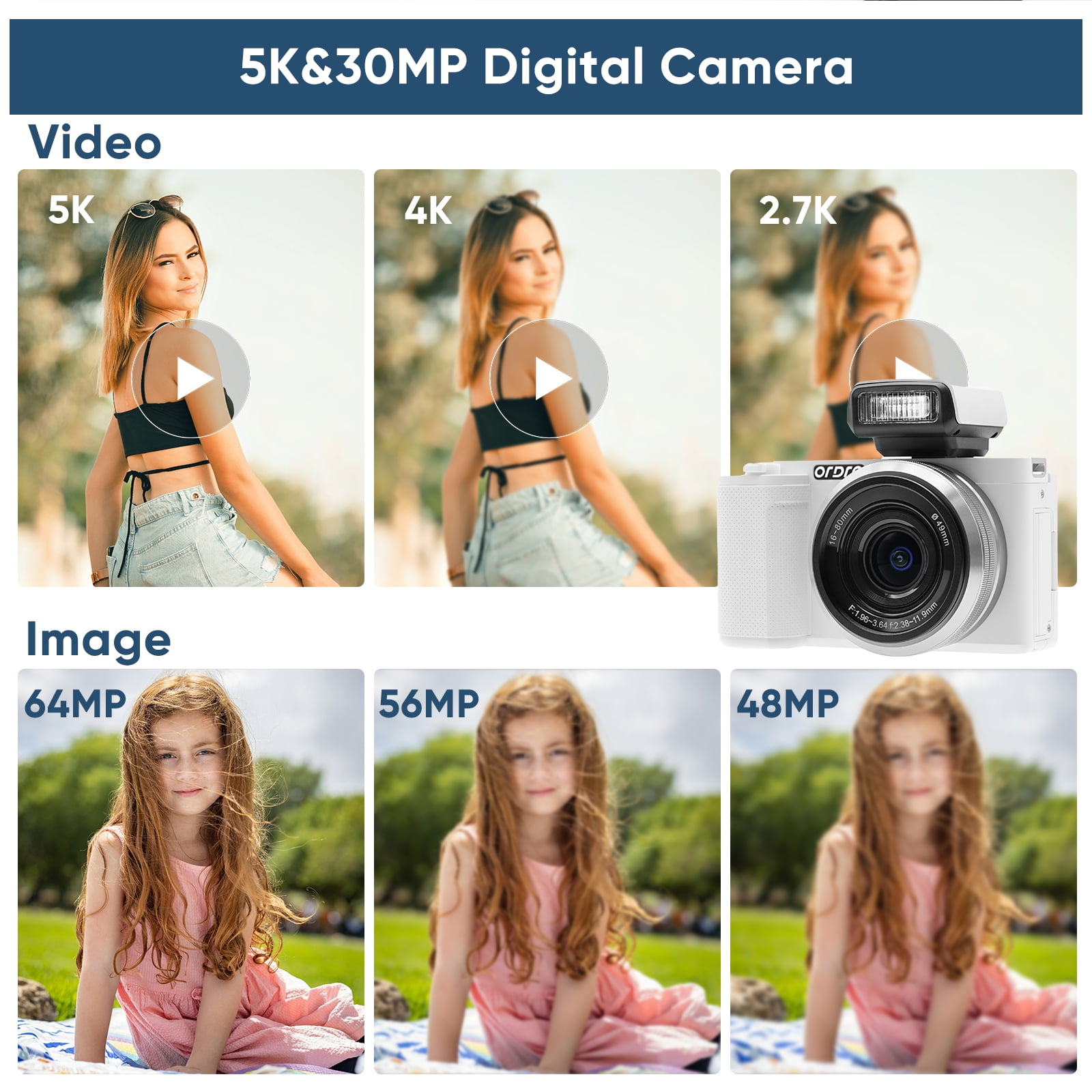ORDRO G930 Digital Camera for Content Creators Vlogging Camera 5K 16-80 mm Wide Angle Cameras for Photography Youtube Auto-Focus