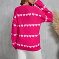 thumbnail image 4 of Chandail Tricoté de la Saint-Valentin pour Femmes avec Motif de Cœur, Mélange Doux de Coton-polyester, Manches Longues, Col Rond, Coupe Décontractée, Léger et Respirant, 4 of 9