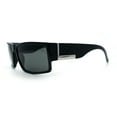 thumbnail image 6 of Mens Glass Lens Narrow Rectangle Plastic Sporty Squared Sunglasses Shiny Black, 6 of 8