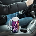 thumbnail image 4 of Yayeee 40oz Stainless Steel Tumbler with Straw and Handle Double-Wall Insulated Travel Water Bottle, Purple Wavy Plaid, 4 of 8