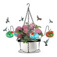 thumbnail image 1 of Hand Blown Glass Hummingbird Feeder 2-in-1 Hanging Metal Planter Holder with 6 Small Blown Glass, 1 of 5