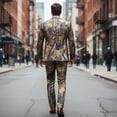 thumbnail image 4 of Men's 3 Piece 2 Button Camouflage Suit Modern Slim Fit Blazer, Vest, Pants Set for Stylish Outdoor and Formal Occasions, 4 of 7