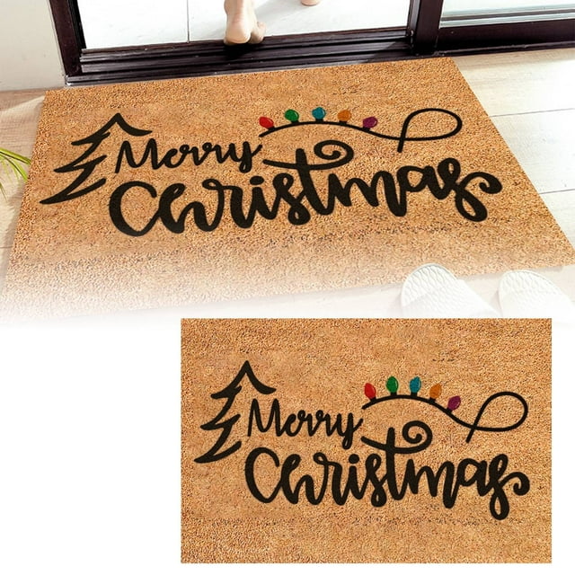 Festive Holiday Welcome Mat with Snowman and Snowflake Design for Christmas Photo Props and Home