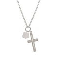 thumbnail image 2 of Delight Jewelry Stainless Steel Police Badge-Shape - Be Strong and Courageous Engraved Cross Zoey Necklace, 28", 2 of 4