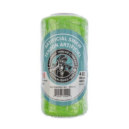 UPC: 0810103310292 | Gudebrod Sinew 150 Yards (450 ft) Neon Green Artificial Sinew Thread  4oz 70lb