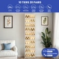thumbnail image 6 of ModFusion Shoe Box, 10 Tiers 20 Pairs Sneaker Box with Magnetic Doors, Foldable Stackable Shoe Storage Organizer for Entryway, Living Room, Bedroom, White, 6 of 11