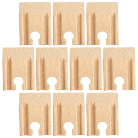 Greenadscape 10Pcs Beige Wooden Concave Train Tracks for Train Toys and Railway Train Track Expansion