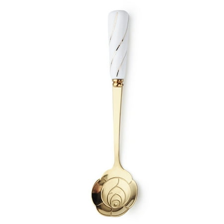 

WGOUP 1pc Stainless Steel Flower Spoon Ceramic Handle Spoon Mixing Elegant Coffe Spoon White(Buy 2 Get 1 Free)