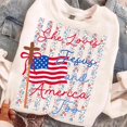 thumbnail image 2 of Floral Stripes She Loves Jesus And America Too Tshirt America Needs Jesus Faith Fourth of July Shirt, 2 of 6