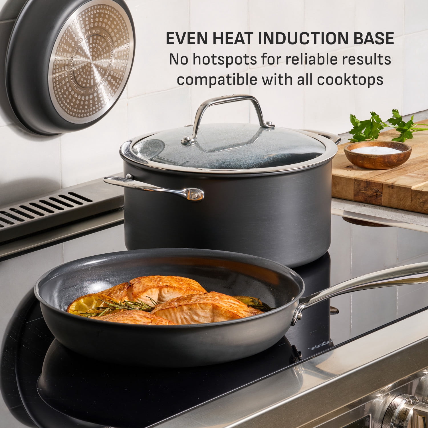 T-fal Hard Anodized with Ceramic Interior, 10 Piece Cookware Set, Black