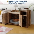 thumbnail image 2 of Wooden Cat Litter Box Cabinet - Storage Shelf and Double Door - Hidden Anti-Dog Design - Retro Style Side Table - Fits Most Litter Boxes,Rustic Brown, 2 of 6