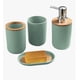 thumbnail image 1 of Accesorios De Baño Set De 4 Piezas De Lujo Con Detalles De Bambu Juego De Baño Con Dispensador Jabonera Vaso Porta Cepillos De Dientes Modelo Verde, 1 of 2
