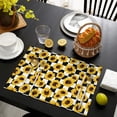 thumbnail image 4 of Black White Checker Sunflower Pattern Summer Placemats Table Placemats Set Of 4-Linen Kitchen Washable Placemats Table Mats 11.8"x17.7" Non-Slip Heat Resistant, 4 of 6
