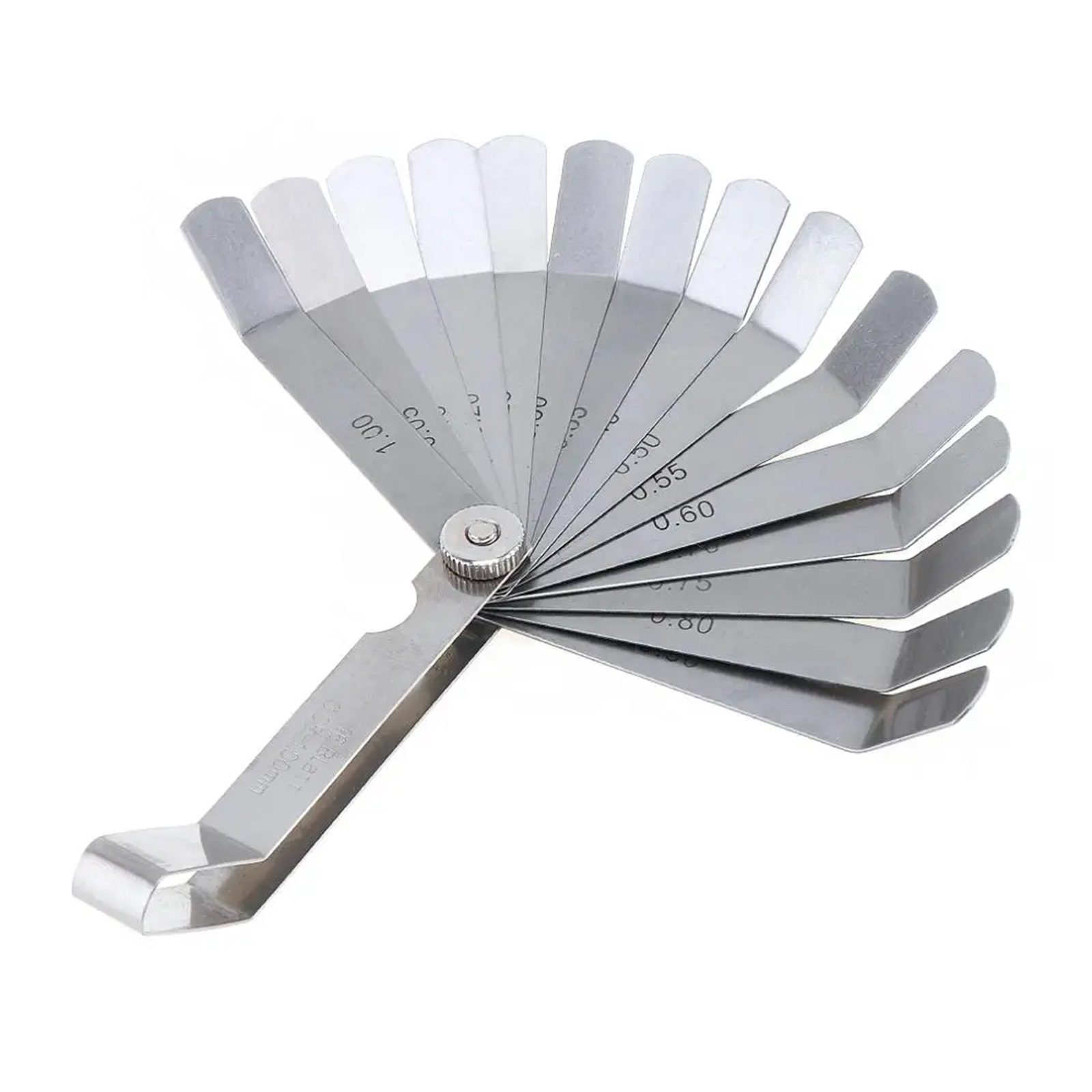 100A16 0.05 - 1mm Thickness Curved Stainless Steel Metric Filler Feeler Gauge with 16pcs Blades for Woodworking Measurement ,Easy Identification