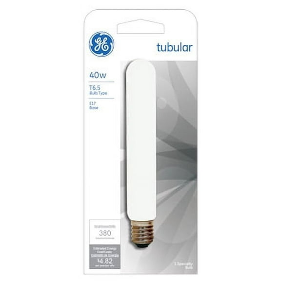 Ge 2PK GE 40T6-1/2 40W 120V Clear Tubular Light Bulb