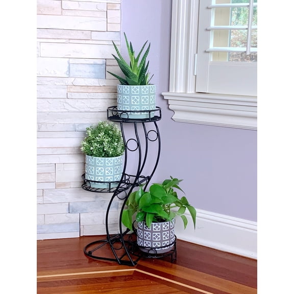 Cocoyard Three Flower Pots Collapsible Plant Stand, No Assembly Tools Required, Small