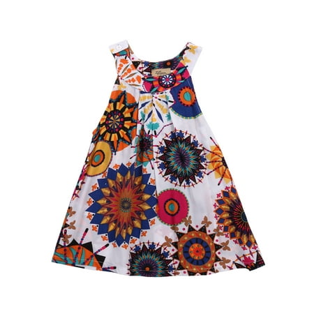 

LisenraIn Toddler Baby Girls Princess Flower Sleeveless Party Beach Tutu Boho Dress
