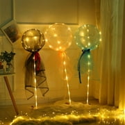 LED Luminous Balloon Rose Bouquet, Light Transparent Balloons with Flower, Ball Fake Roses for DIY Bouquets Wedding Party Gift Home Decoration Valentines Day