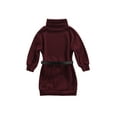 thumbnail image 3 of Kiapeise Toddler Girls Fall Sweater Dress with Belt Solid Long Sleeve Knit Oversized Sweatshirt Dress, 3 of 6