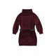 thumbnail image 3 of Niños Niñas Vestido de suéter de punto Manga larga Acanalado Cuello alto Ropa de color sólido Cinturón de cintura Otoño Invierno XBTCLXEBCO Vino Rojo, 4-5 años, 3 of 6