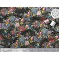 thumbnail image 3 of Soimoi Black Cotton Duck Fabric Leaves,Floral & American Robin Bird Print Fabric by Yard 42 Inch Wide, 3 of 3