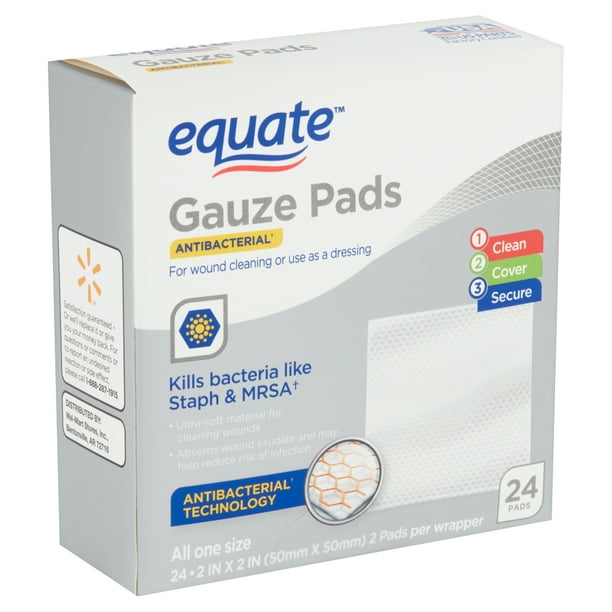 Equate Antibacterial Gauze Pads, 24 Count