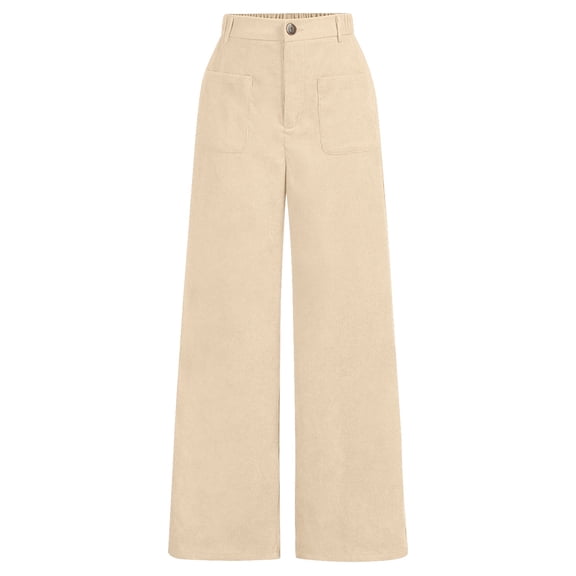 MEZZALL Kids Girl's Solid Color Corduroy Wide Leg Pants Button Front Zipper Straight Pants With Pockets For Teen Youth Fashionable Toddler Trousers Athletic Simple Slacks