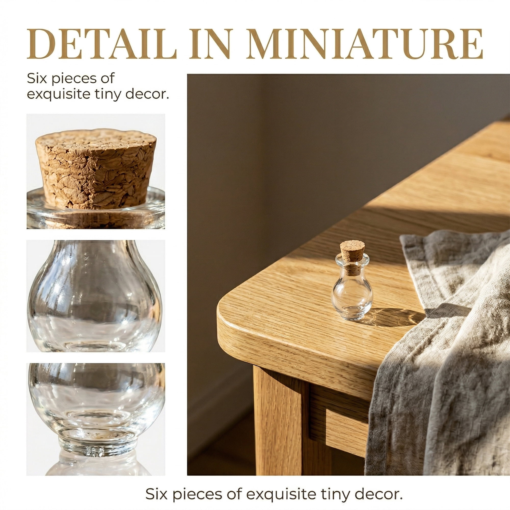 Unique Bargains 6Pcs Tiny Glass Bottles with Cork Stoppers Spherical 0.6" x 0.6" x 1.2"