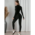 thumbnail image 4 of Fashion Zipper Long Sleeve Fitness Overalls Women Sportswear Quick-dry Gym Yoga Jumpsuit Black Sport Set Women One Piece Outfit, 4 of 16