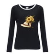 thumbnail image 3 of Pompotops Mode T-shirt Blouse à Manches Longues Col Rond Imprimé Décontracté pour Femmes, 3 of 4