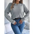 thumbnail image 5 of Warm and Stylish Sweater for Women Long Sleeve ‌Knitted Top for Autumn & Winter Chic Casual Pullover Knitted Top Grey M, 5 of 9