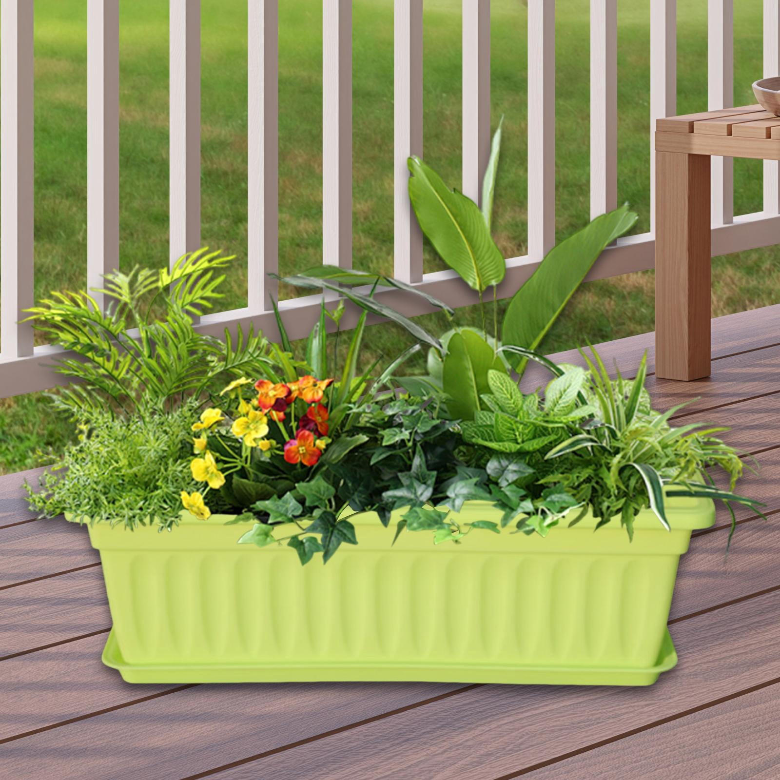 MAGIDEAL Flower Pot Window Box Planter Outdoor Indoor Plant Container Vegetable Gardening Green