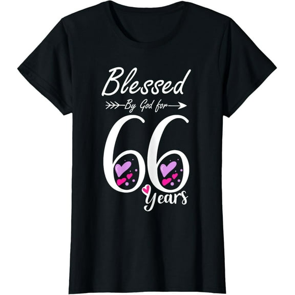 66th Birthday Tee Gift and Blessed for 66 Years Birthday T-Shirt